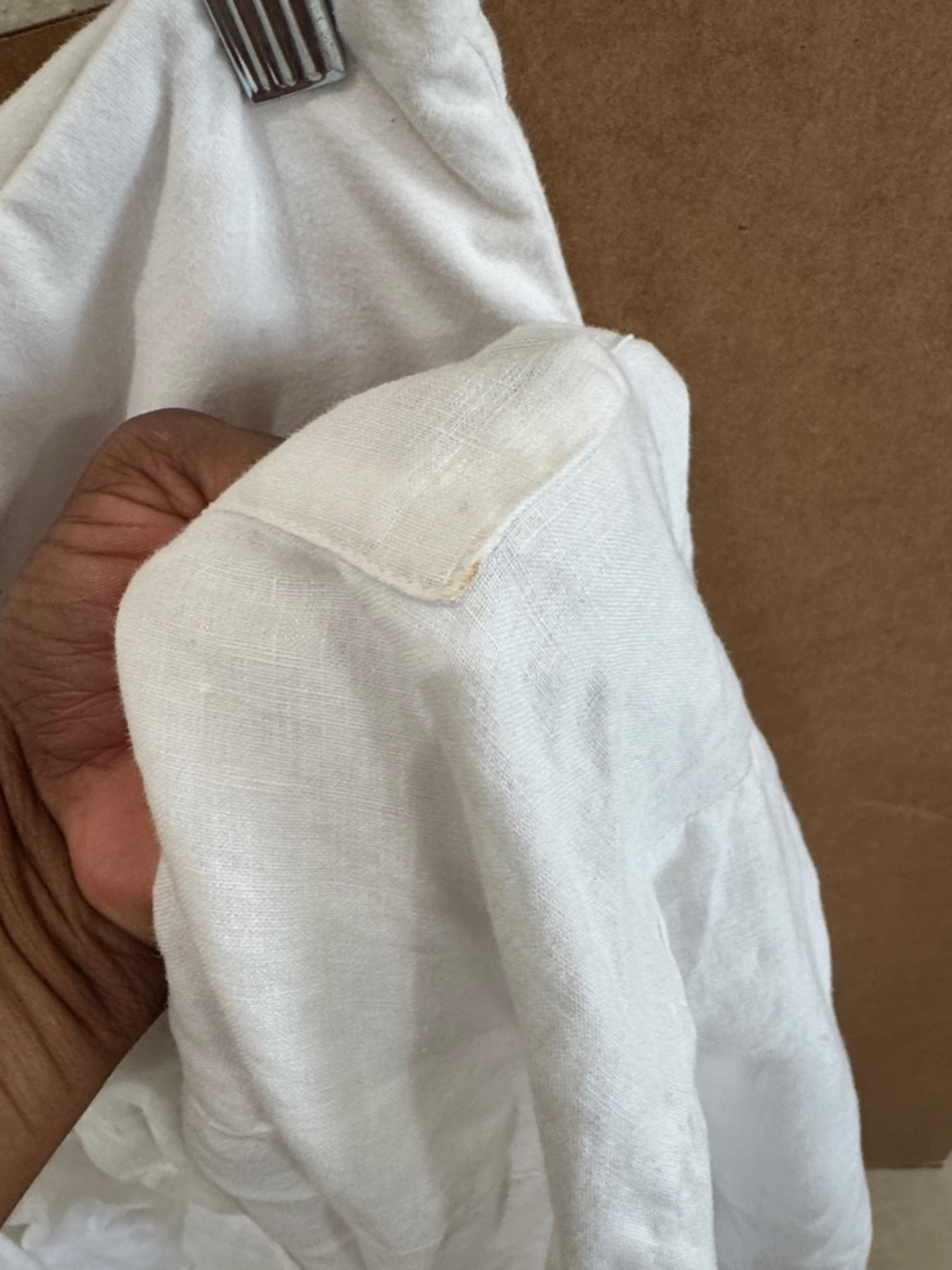 Luna Luz White Linen Francesca Midi Pull on Hi Low Asymmetric Skirt Sz Large - Picture 6 of 8